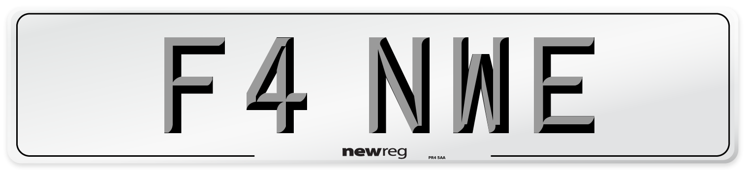 F4 NWE Number Plate from New Reg